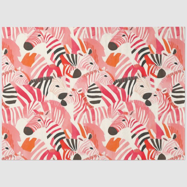 Papier Mousseline Zèbres Abstraits en rose (Recto)