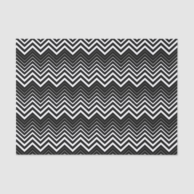 Papier Mousseline Zigzag noir et blanc Chevron Tissu Papier (Recto)