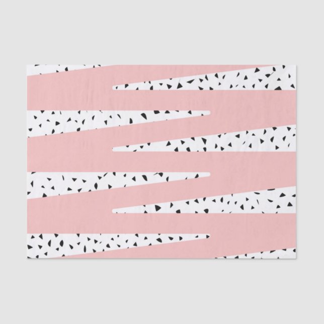 Papier Mousseline Zigzag rose chic artistique et triangles (Recto)