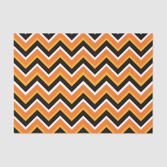 Papier Mousseline Zigzags blancs d'orange noire d'Halloween (Recto)