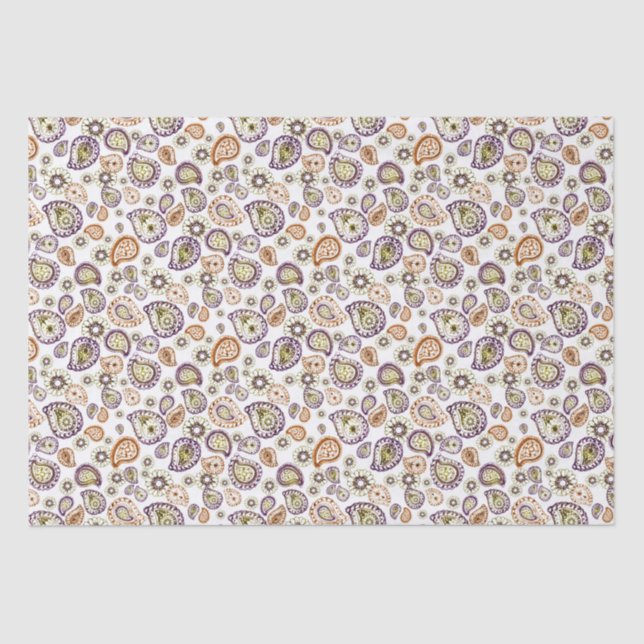 Papier Mousseline Zinnia et Paisley (Recto)