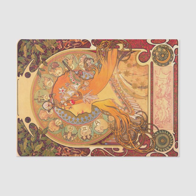 Papier Mousseline Zodiac, 1896 par Alphonse Mucha (Recto)