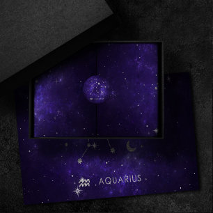 Papier Mousseline Zodiac Purple Aquarius Horoscope astrologique