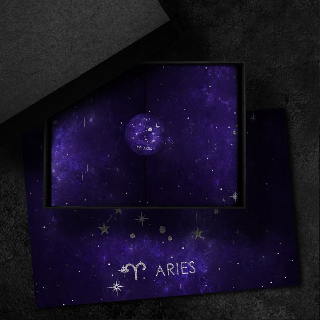 Papier Mousseline Zodiac Purple Aries | Horoscope d'astrologie cosmi (Créateur téléchargé)