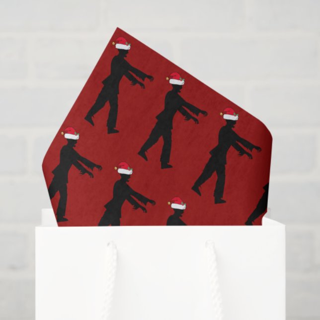 Papier Mousseline Zombie Noël Funky Red Holiday (Sac cadeau)