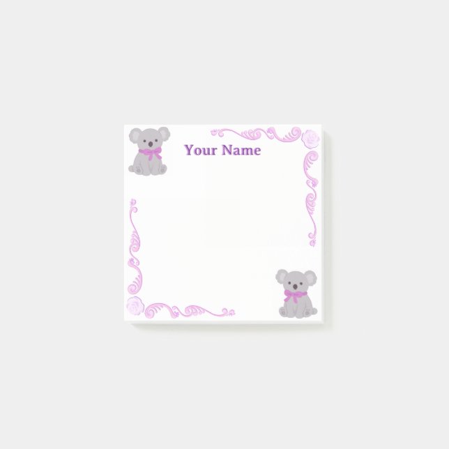 Papier-notes Post-it filigrané koala violet person (Devant)