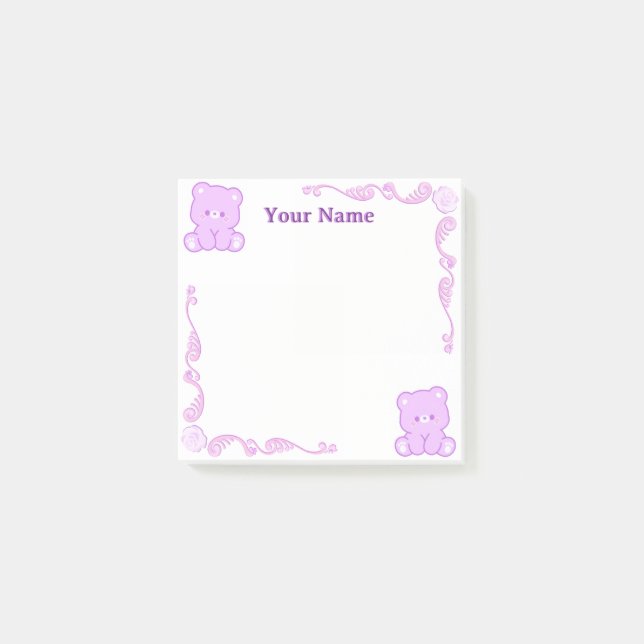 Papier-notes Post-it filigrané Ours en peluche Vio (Devant)