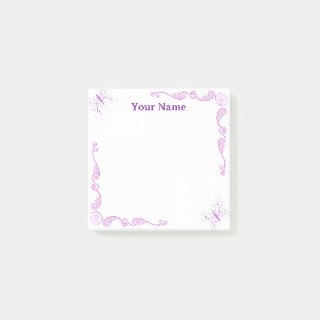 Papier-notes Post-it filigrané papillon violet per (Devant)