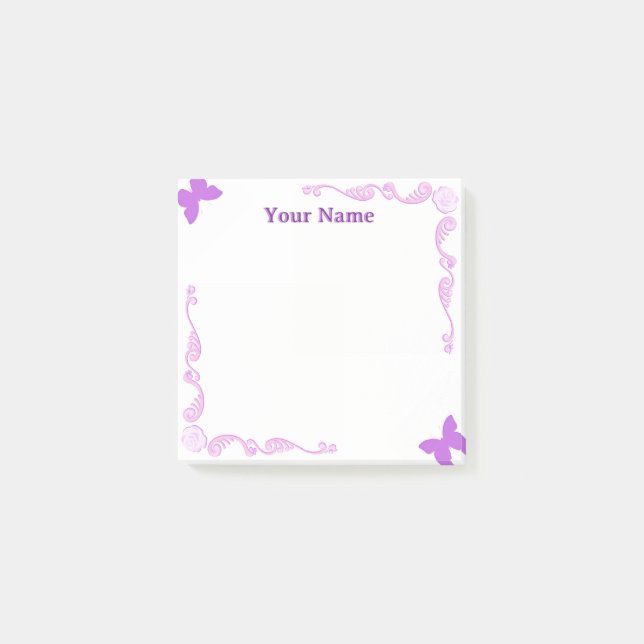 Papier-notes Post-it filigrané papillon violet per (Devant)