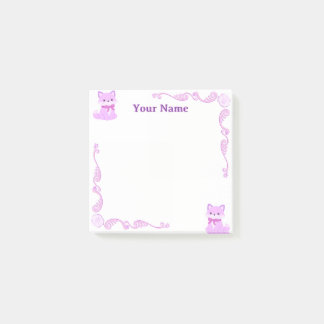 Papier-notes Post-it filigrané renard violet perso