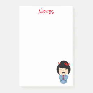 Papier notes Post-it® Kokeshi bleu 4 x 6
