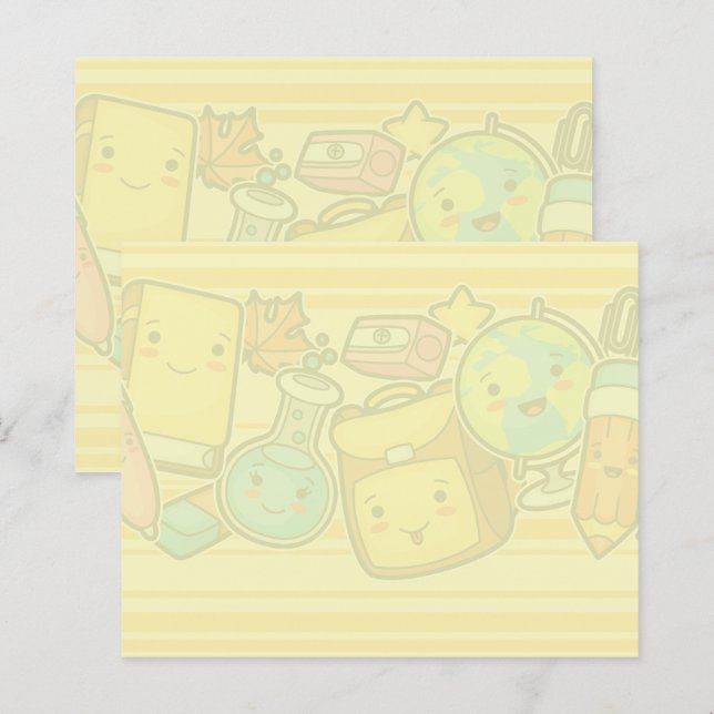 Papier notes Post-it motif fournitures scolaires d (Devant / Derrière)