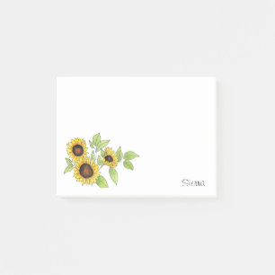 Papier notes Post-it Tournesols aquarelle et stylo