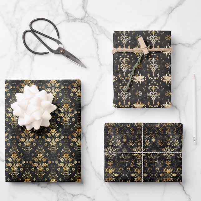Papier numérique de Noël élégant avec Gold Foil Ac (Recto)