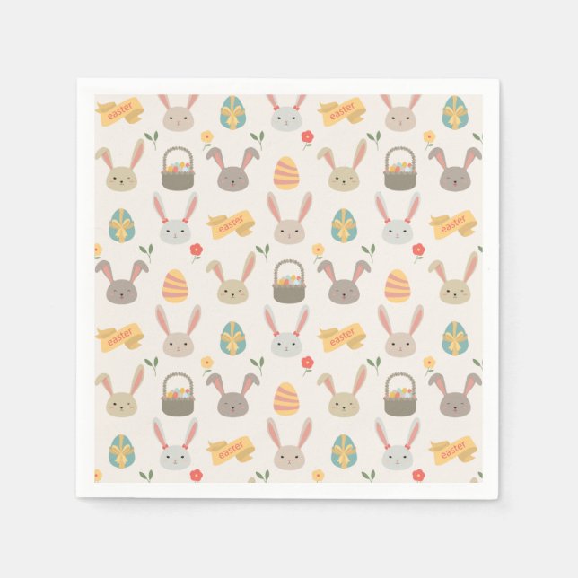 Papier Oeufs simples et lapins Pâques | Serviette en Papi (Devant)