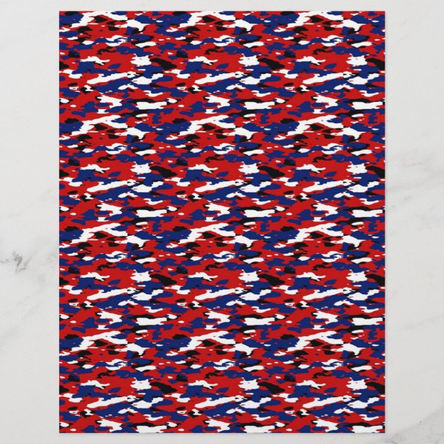 Papier origami camouflage rouge blanc et bleu (Devant)