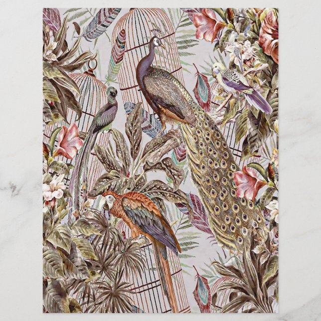 Papier origami oiseaux tropicaux vintage (Devant)