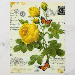 papier origami vintage jaune roses
