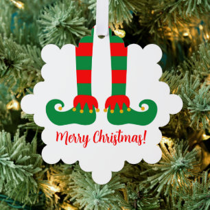 Papier ornement photo de Noël avec les pieds elfes