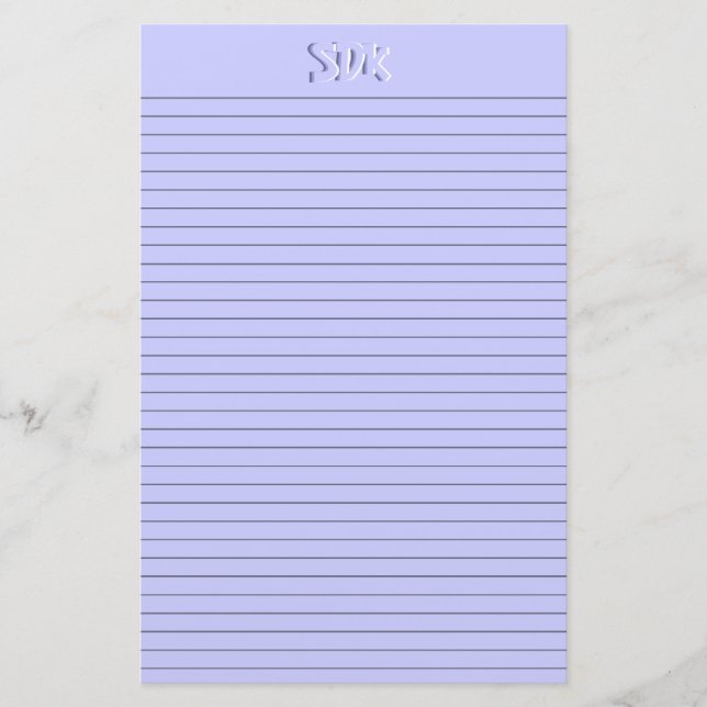Papier papeterie bleu Monogramme lignes optionnell (Devant)