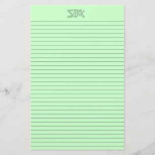 Papier papeterie verte Monogrammes lignes optionne