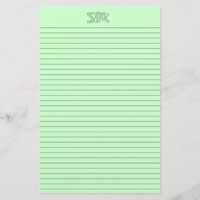 Papier papeterie verte Monogrammes lignes optionne (Devant)