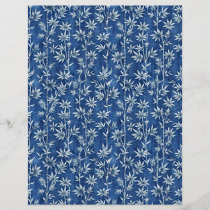 Papier papier à motif floral shibori bleu Indigo