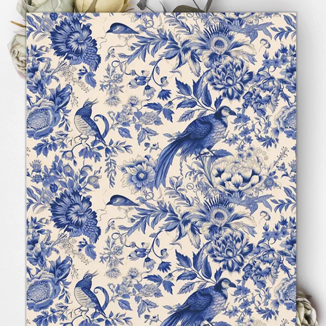 Papier papier à scandale bleu Toile du Jouy Floral (Créateur téléchargé)