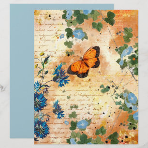 Papier papier à scandale Papier bleu papillon vint