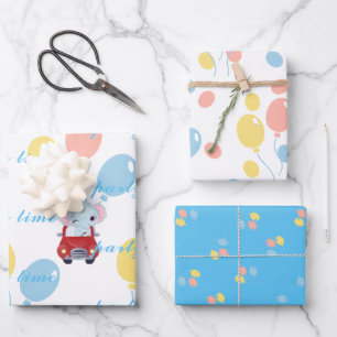 Papier papier d'emballage motif à plat série de 3