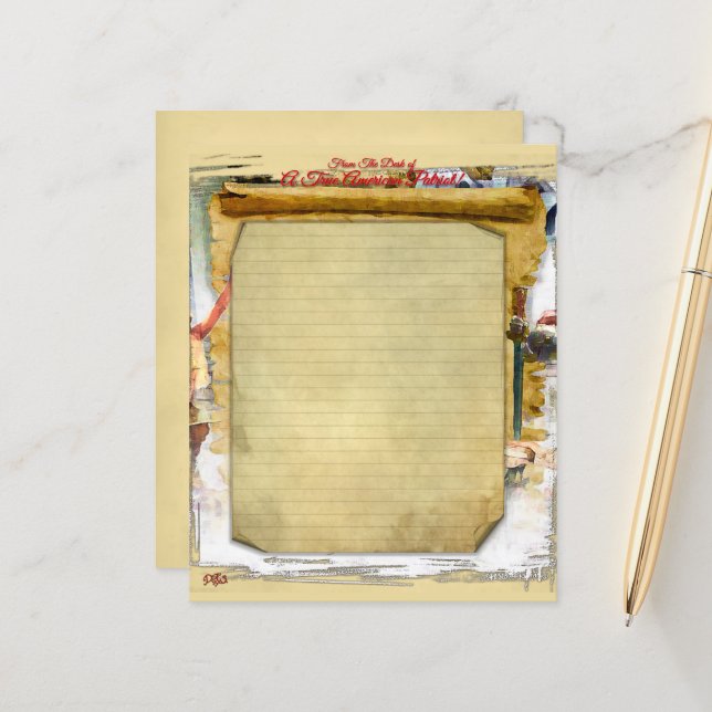 Papier papier stationnaire American Patriot 4.5x5. (Devant/Arrière en situation)