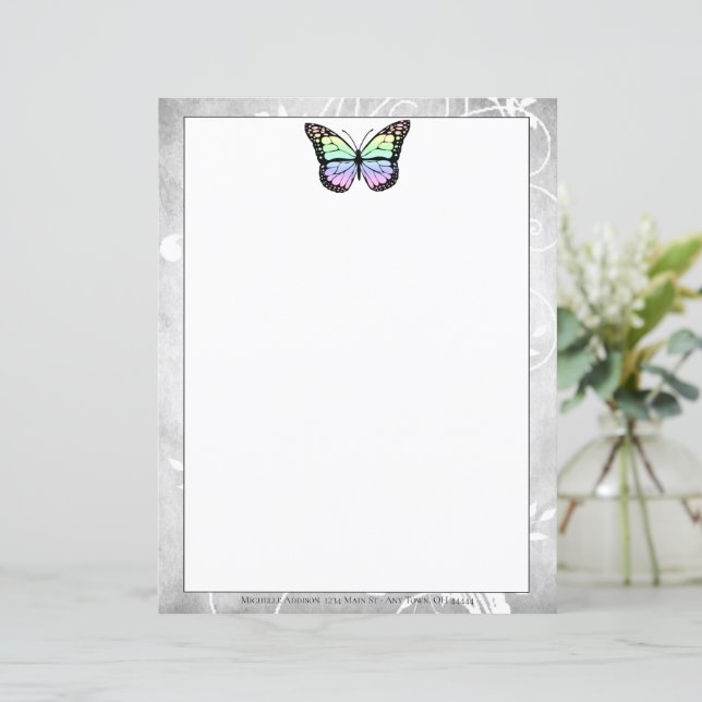 Papier papillon arc-en-ciel brillant (Debout devant)