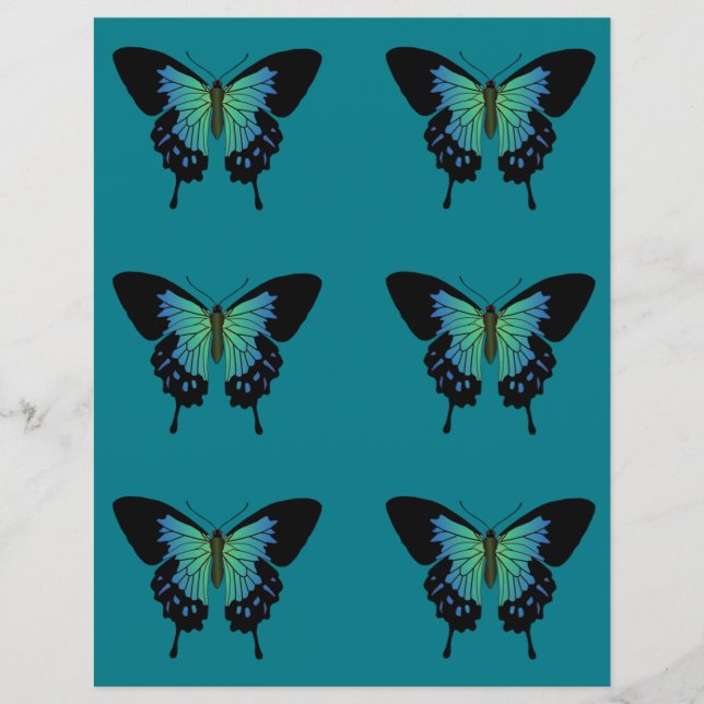 Papier papillon turquoise (Devant)