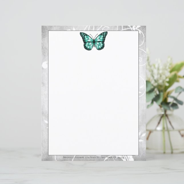 Papier papillon Turquoise brillant (Debout devant)