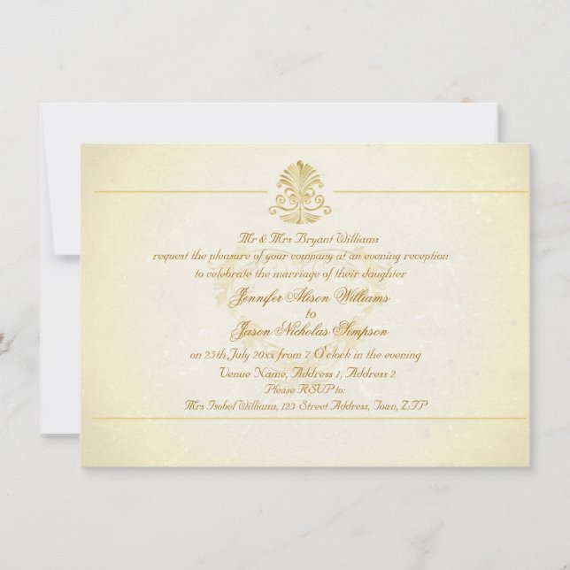 Papier parcheminé vintage de faire-part de mariage (Devant)