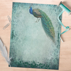 Papier Peacock Vert bleu vintage