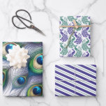 Papier Peacock, vert et violet<br><div class="desc">Ajoutez une touche exquise à votre don avec les étonnantes feuilles de papier enveloppant paon Do Tell A Belle. Conçus à l'origine pour compléter notre thème mariage, ces draps polyvalents sont parfaits pour les anniversaires, les douches nuptiales ou toute occasion spéciale. Décorée d'art paon unique et de motifs, chaque feuille...</div>
