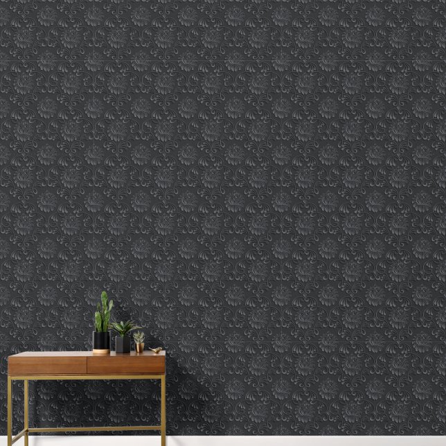 Papier Peint 2' x 12' de vinyle texturé à motifs Damas (Couloir)