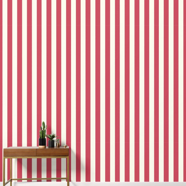 Papier Peint 3" Vertical Stripe Terre Rouge & Blanc Ivoire (Couloir)
