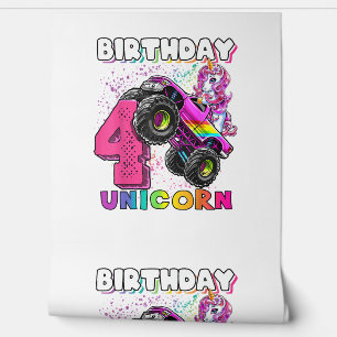 Papier Peint 4Anniversaire Unicorn Monster Camion Anniversaire