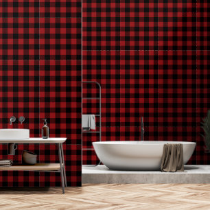 Papier peint à carreaux noir et rouge