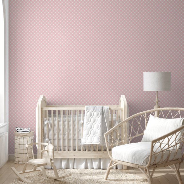 Papier peint à carreaux rose gingham (Enfants)