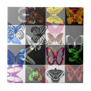 Papier peint à carreaux tartan à motif de papillon