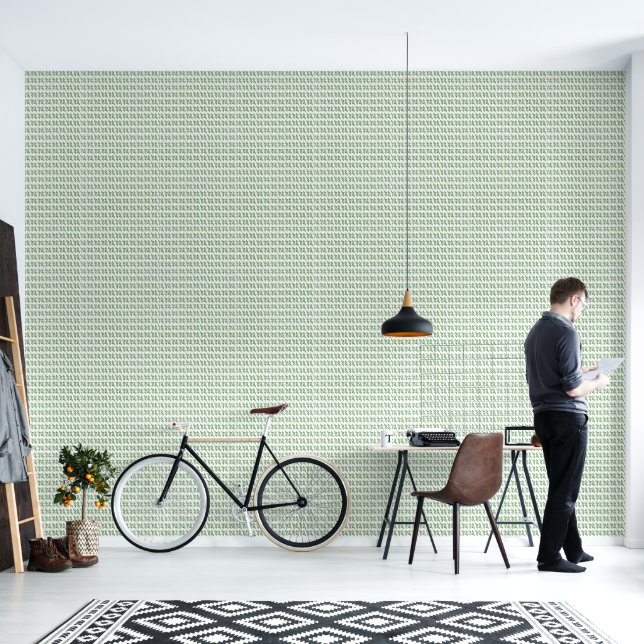 Papier peint à motif de feuilles vertes minimalist (Salon)