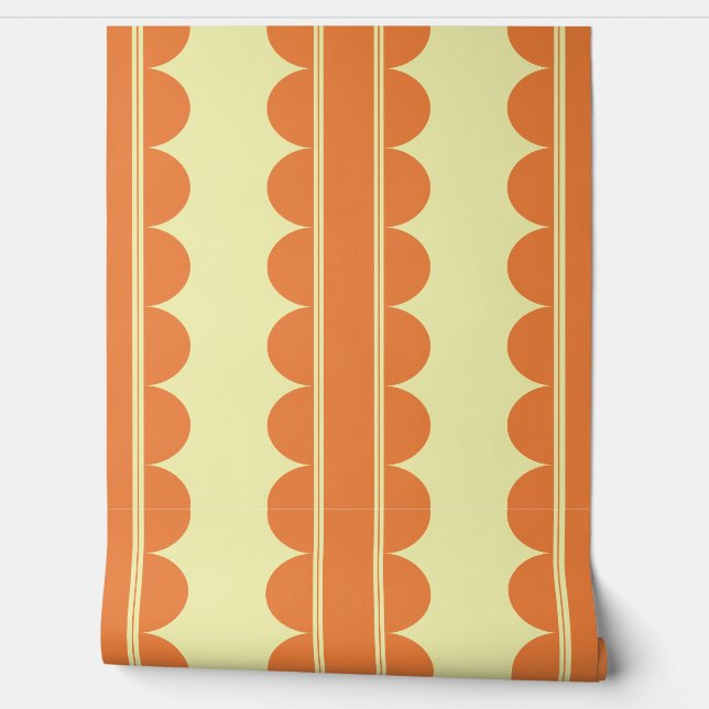 Papier peint à motif festonné orange brûlé (Déroulement)