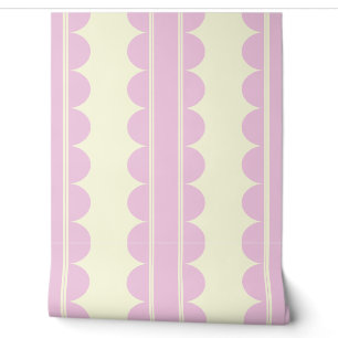 Papier peint à motif festonné rose poudré