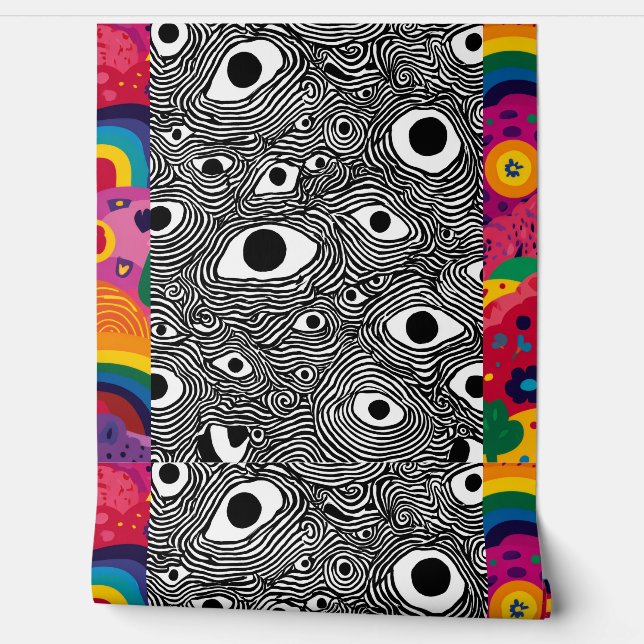 Papier peint à motif œil psychédélique - Optique t (Déroulement)