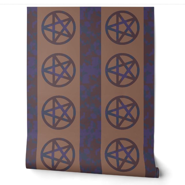 Papier peint à motif pentagramme rouille marron (Déroulement)
