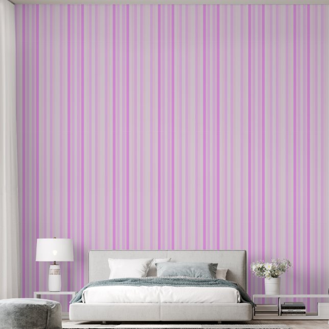 Papier peint à rayures roses (Chambre à coucher)