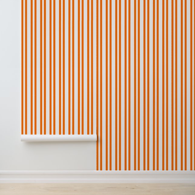 Papier peint à rayures verticales orange Citrus (Application)